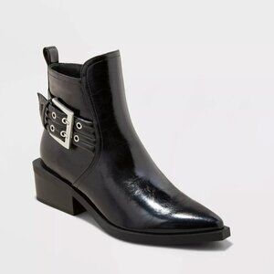 NWT Wild Fable Women's Giovanna Buckle Western black Ankle Boots
